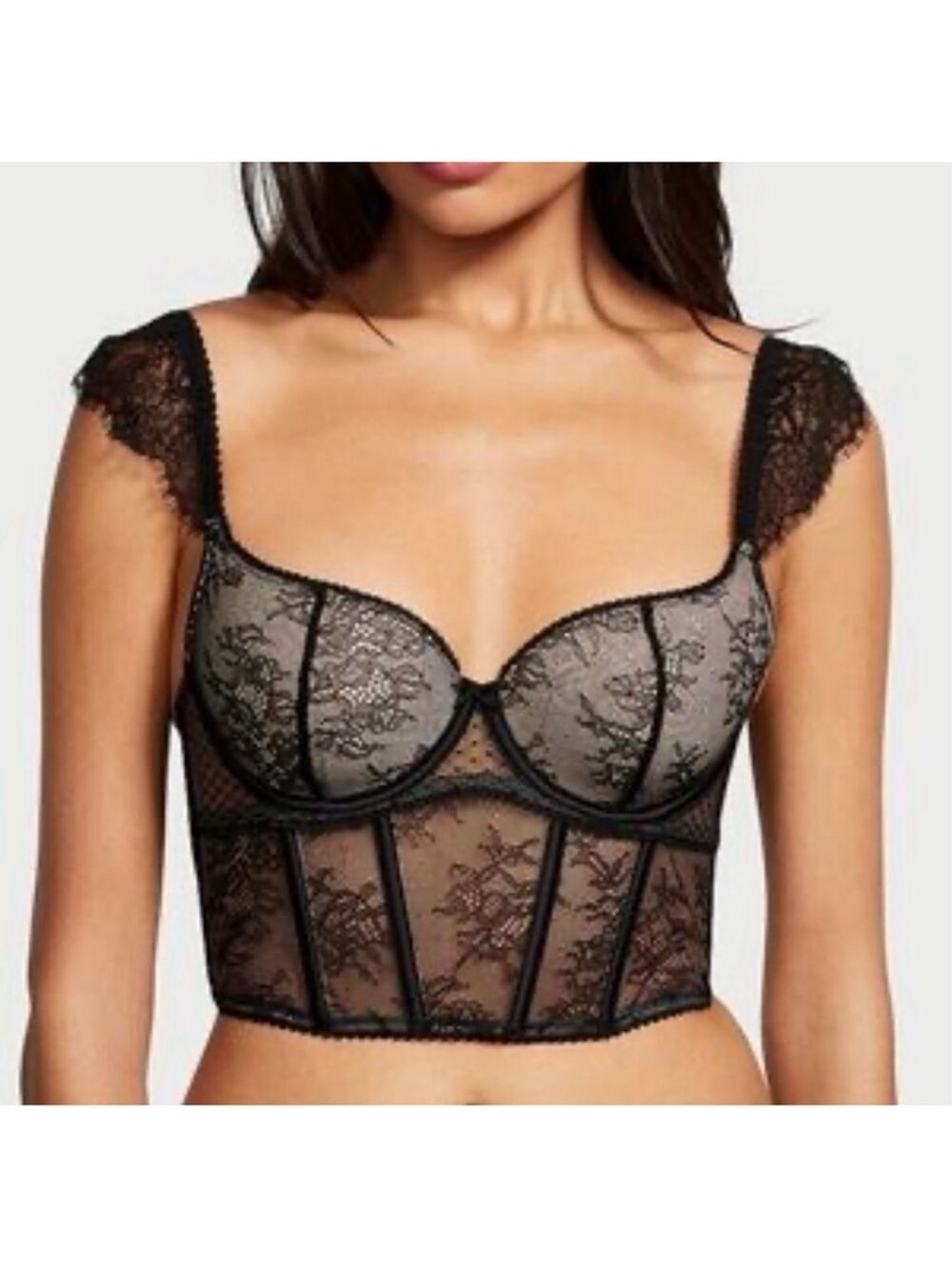 💋 Victoria’s Secret dream angels Eyelash Lace Longline Underwire Bustier XL